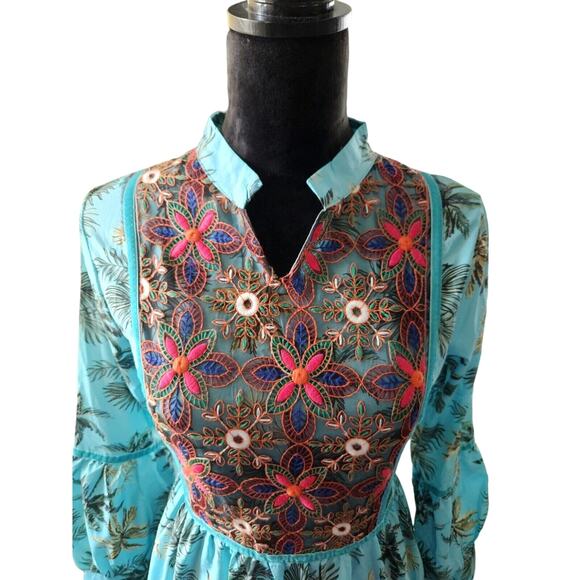 Vacation Style Maxi Dress Boho Chic Embroided Nwt Size L Asia 8 US - Picture 6 of 9